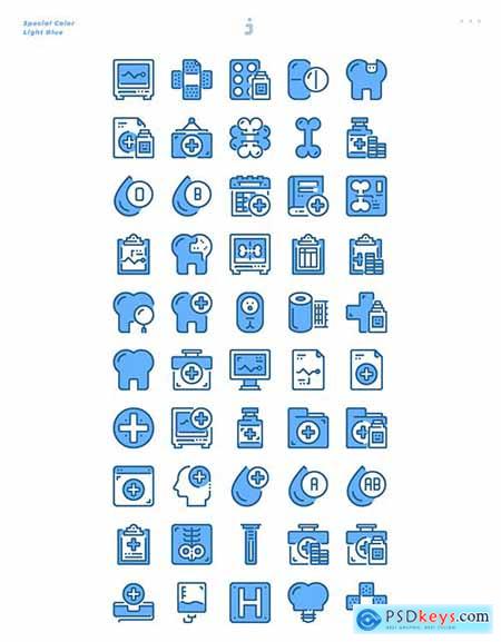 50 Medical and Healthcare Icons - Light Blue
