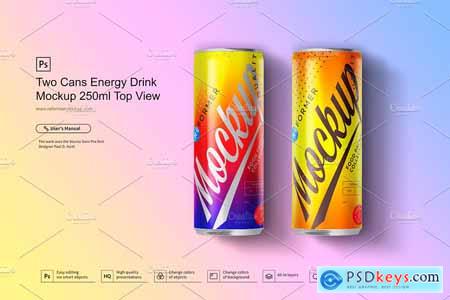 Creativemarket Two Cans Energy Drink Mockup 250ml T