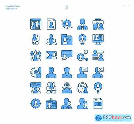 30 Human resource Icons - Light Blue