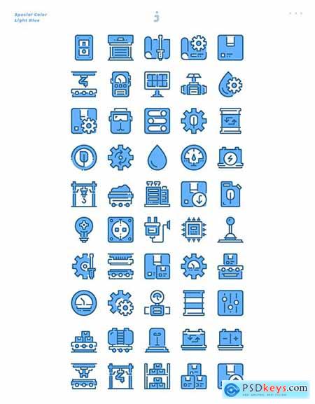 30 Industrial Icons - Light Blue