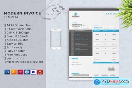 Thehungryjpeg Modern Invoice with MS Word