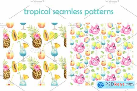 Creativemarket Tropical Pool Party Watercolor set