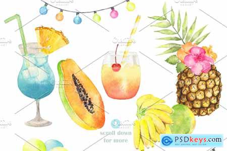 Creativemarket Tropical Pool Party Watercolor set