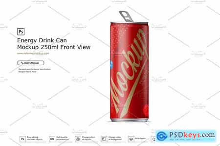 Creativemarket Energy Drink Can Mockup 250ml Front View