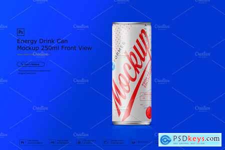 Creativemarket Energy Drink Can Mockup 250ml Front View