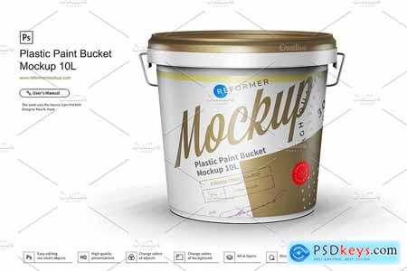 Creativemarket Plastic Paint Bucket Mockup 10L