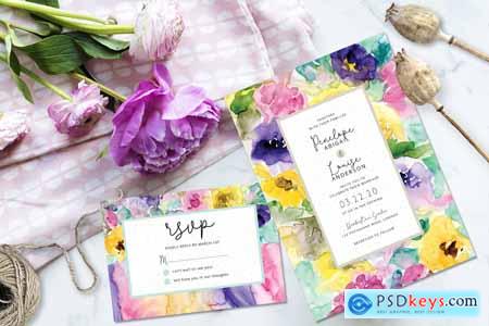 Creativemarket Abstract Floral Wedding Invitation