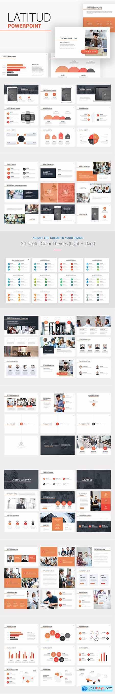 Latitud Business Pitch Deck Powerpoint, Keynote and Google Slides Template
