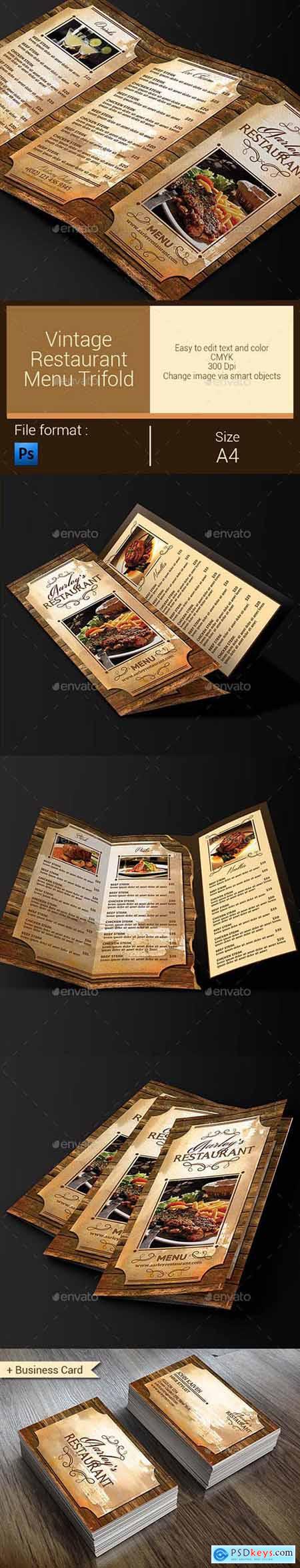 Graphicriver Vintage Restaurant Menu Trifold + Business Card