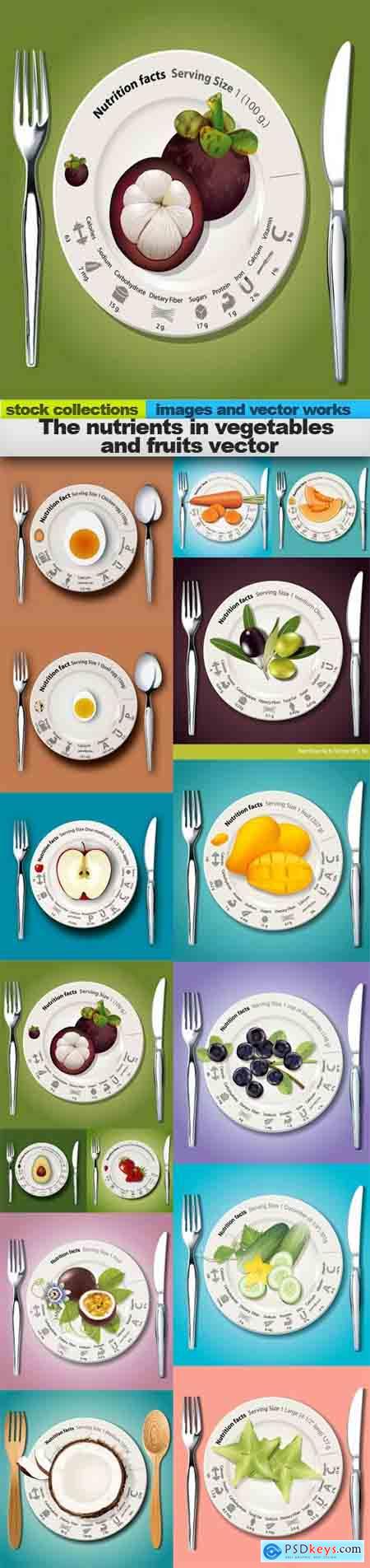 The nutrients in vegetables and fruits vector, 15 x EPS