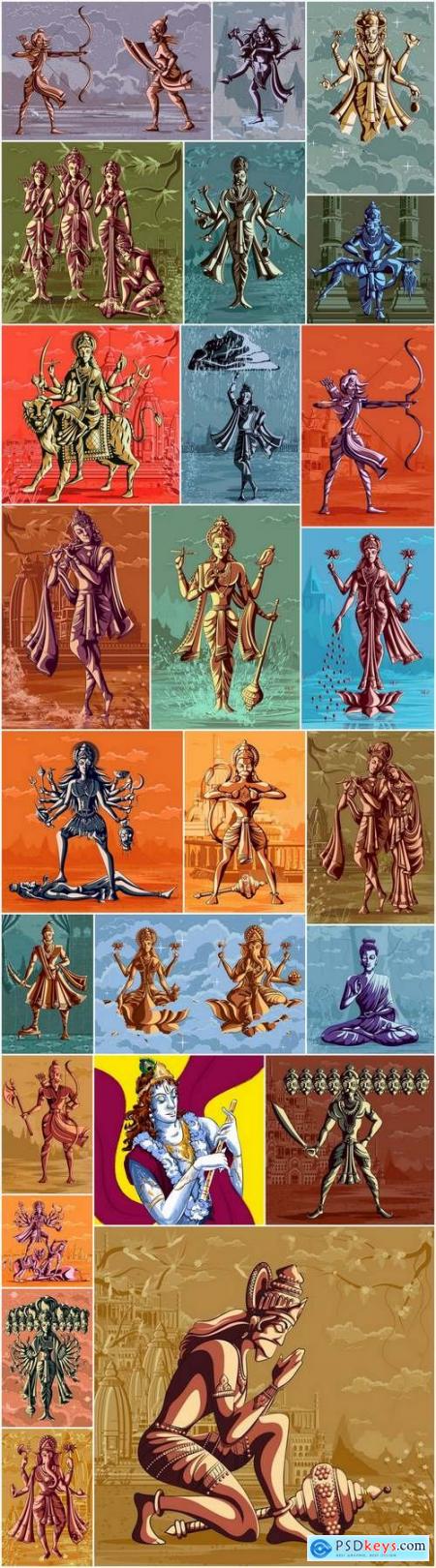 Indian ethnicity god gods vector image 25 EPS