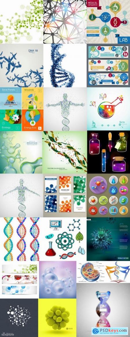 DNA molecule chemistry chemistry icon flyer banner vector image 25 EPS