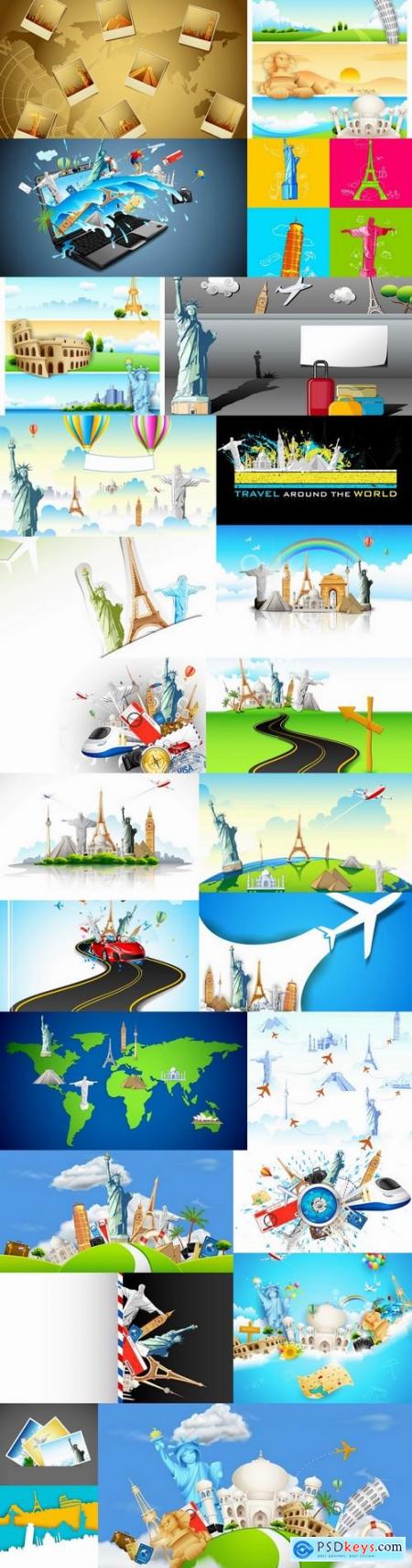 Travel vacation point of interest flyer banner vector image 25 EPS