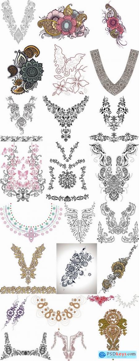 Pattern for embroidery lace tattoo 25 EPS