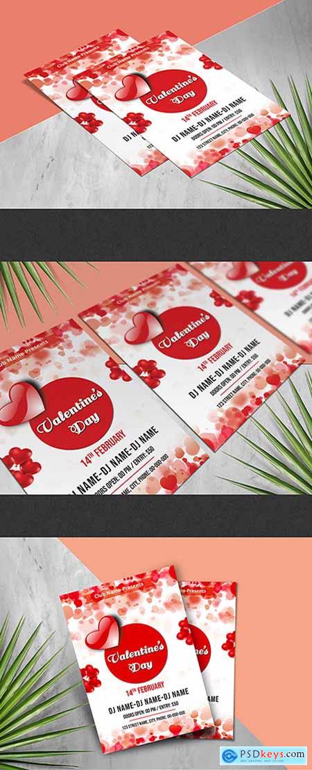 Valentine's Day Invitation Layout with Red Hearts