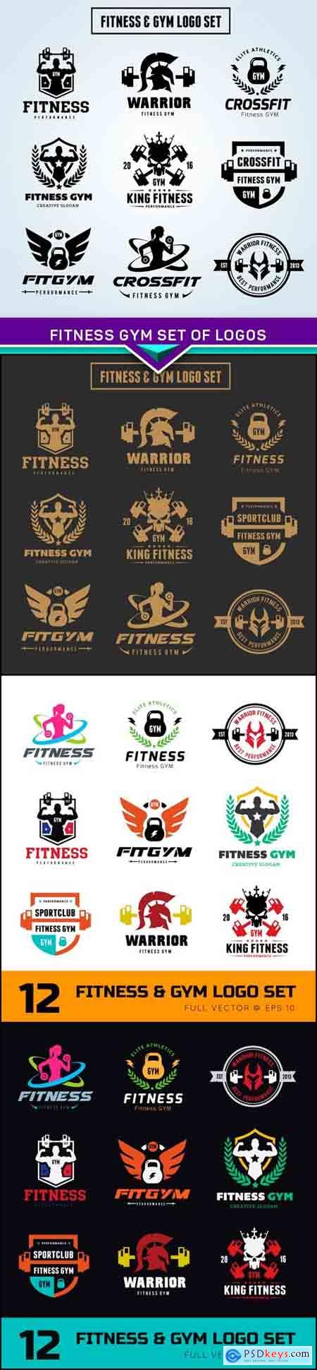 Fitness gym set of logos 4X EPS