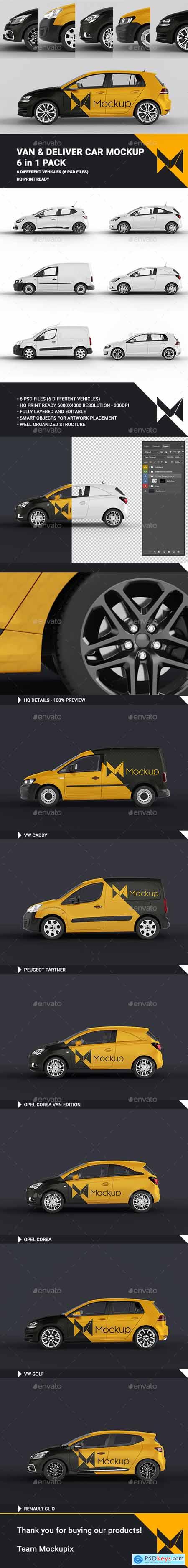 Creativemarket Van & Delivery Cars Mockup 6 in 1 Pack