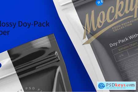 Creativemarket Glossy Doy-Pack with Zipper Poster Mockup