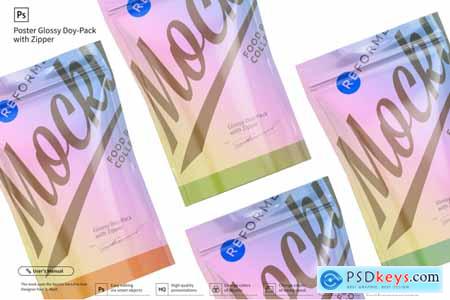 Creativemarket Glossy Doy-Pack with Zipper Poster Mockup