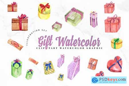 15 Watercolor Gift Birthday Set Illustration