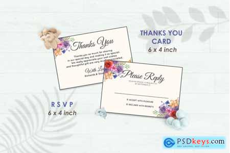 Creativemarket Wedding Invitation Set #10 Hand Painted Watercolor Floral Flower Style