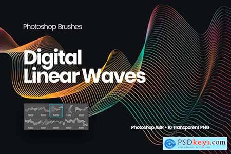 Digital Linear Waves Photoshop Brushes