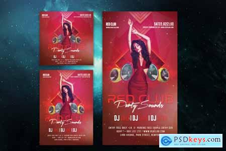 Creativemarket Red Club Party Sounds Flyer Template
