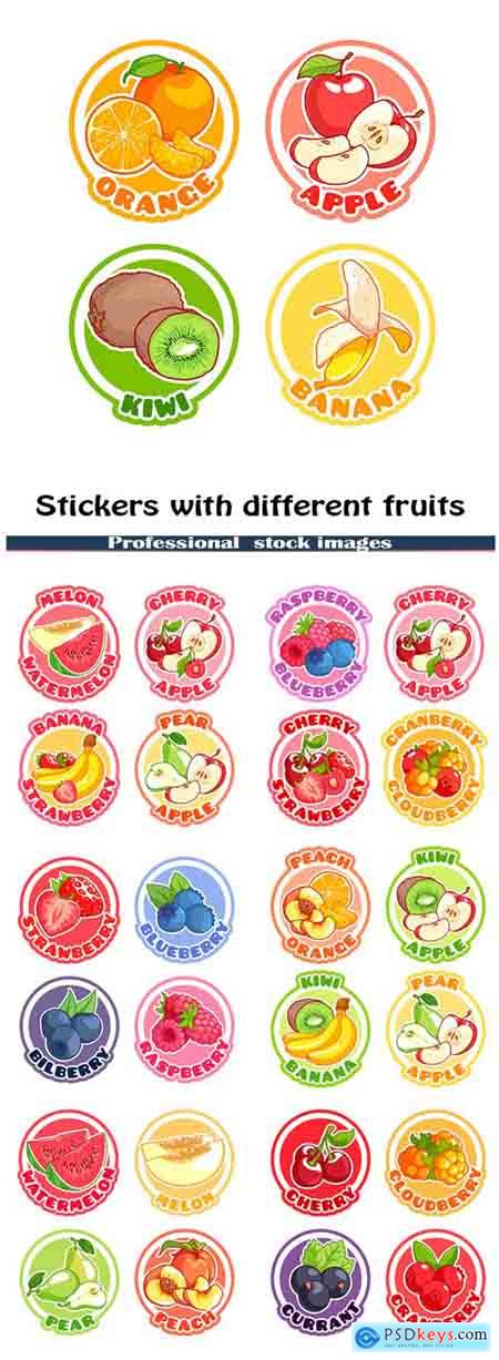 Stickers with different fruits