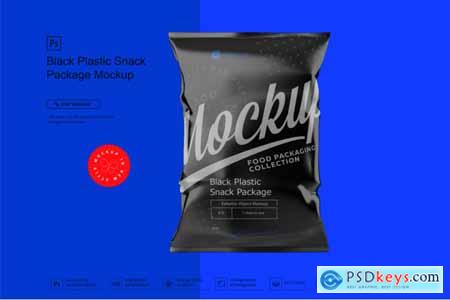 Thehungryjpeg Black Plastic Snack Package Mockup