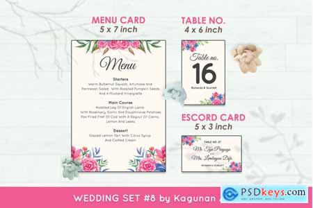 Thehungryjpeg Wedding Invitation Set #8 Hand Painted Watercolor Floral Flower Style