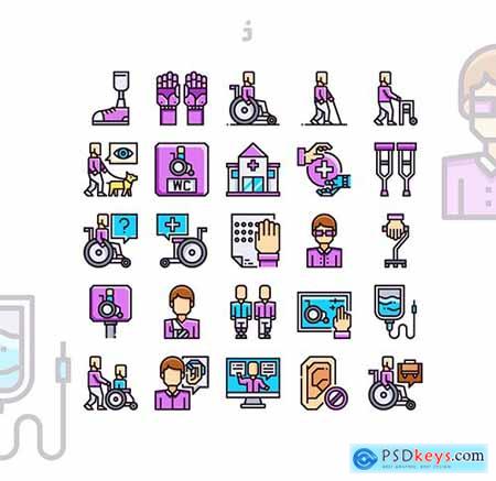 25 Disabled People Icon set