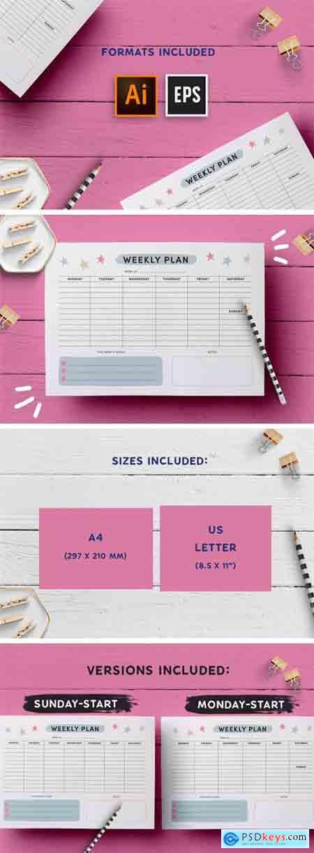Creativemarket Weekly Planner Page Template 3362740