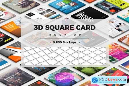 Creativemarket 3D Square Card Mock-up PSD