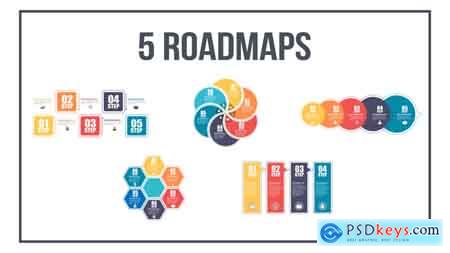 Videohive 5 Roadmaps Templates - Set Three Free
