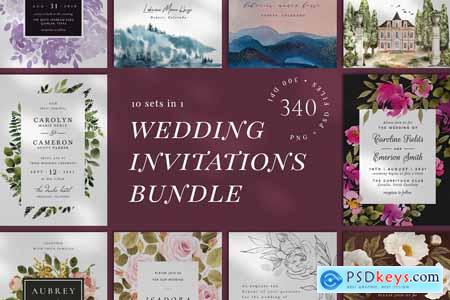 Creativemarket 10 IN 1 Wedding invitations bundle