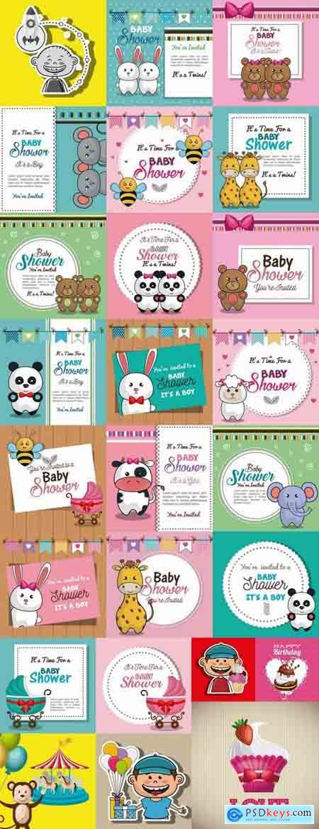 Cover invitation card birthday greeting card vector image 25 EPS