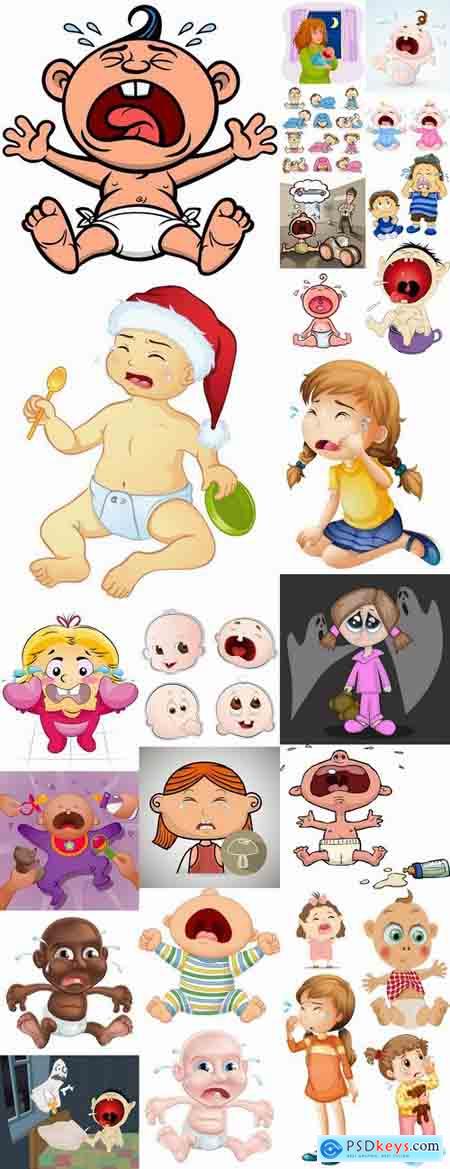 Crying child cartoon vector image 25 EPS