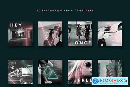 Instagram post templates - Neon 90s