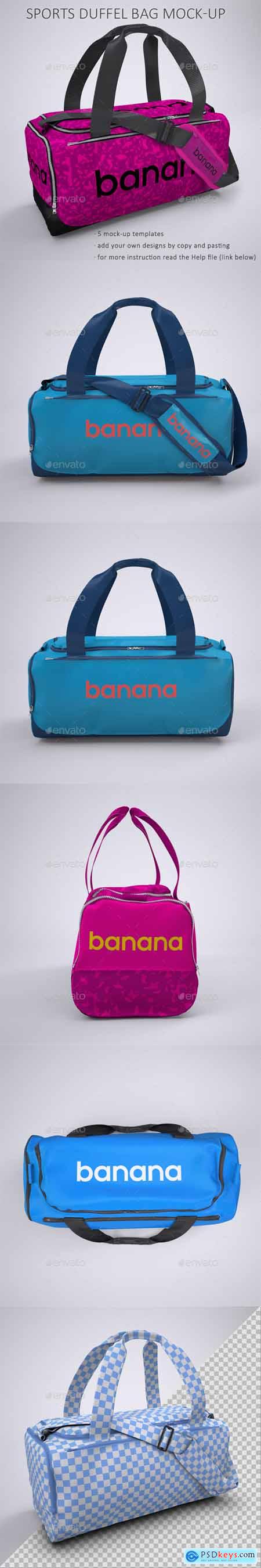 Download Graphicriver Sports Bag or Gym Duffel Bag Mock-Up 23505604