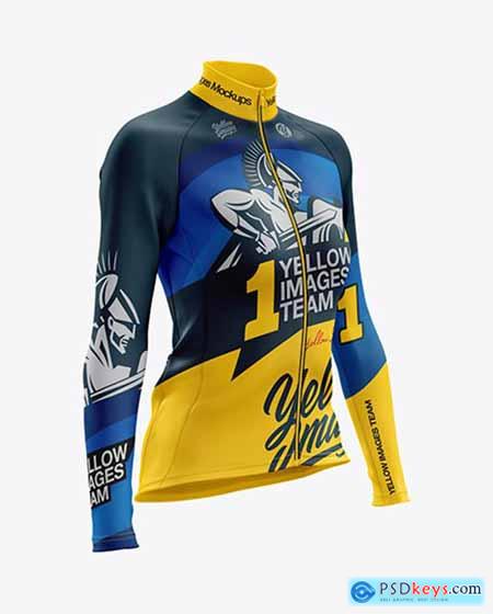 Women's Cycling Thermal Jersey LS mockup (Half Side View ...