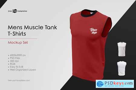 Mens Muscle Tank T-Shirts MockUp Set