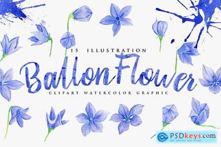 15 Watercolor Ballon Flower Illustration