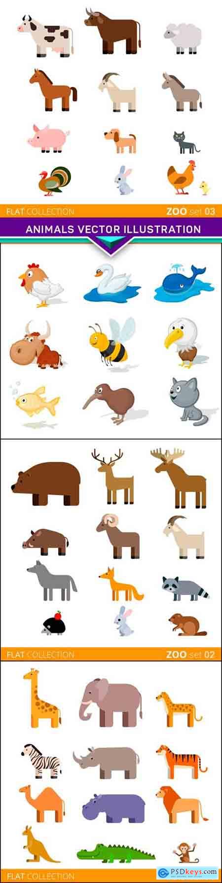 Collection of animal vector illustration 4x EPS