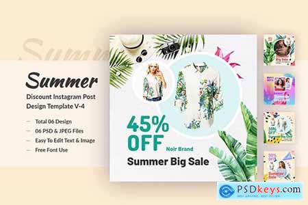 Summer Discount Instagram Post Design Template V-4