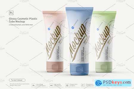 3 Cosmetic Plastic Tube Mockup