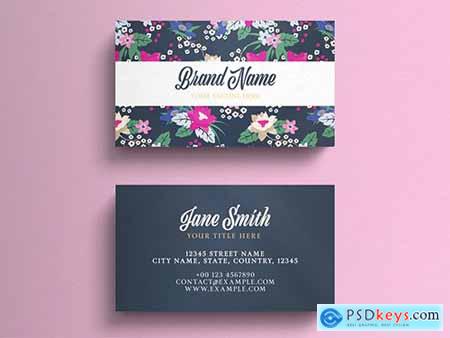 Business Card Layout On Floral Background