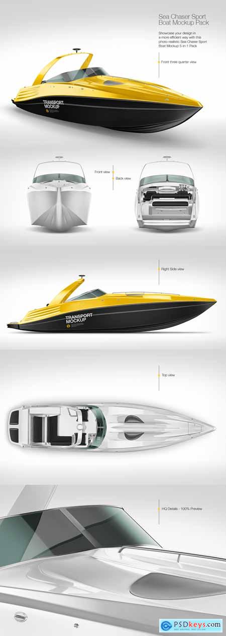 Sea Chaser Sport Boat Mockup Pack