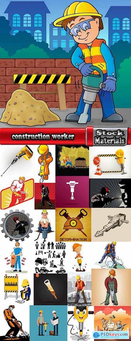 Jackhammer construction worker 25 EPS