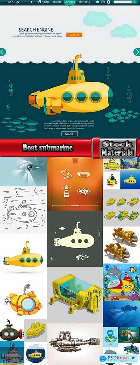 Boat powered submarine vector image 25 EPS