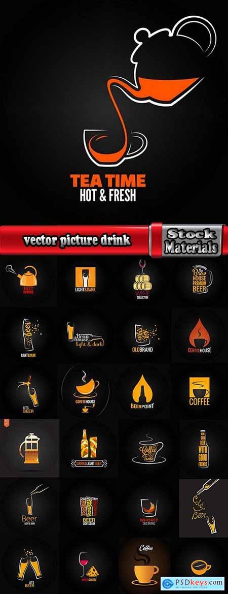 vector picture coffee drink beer logo a background flyer 25 Eps